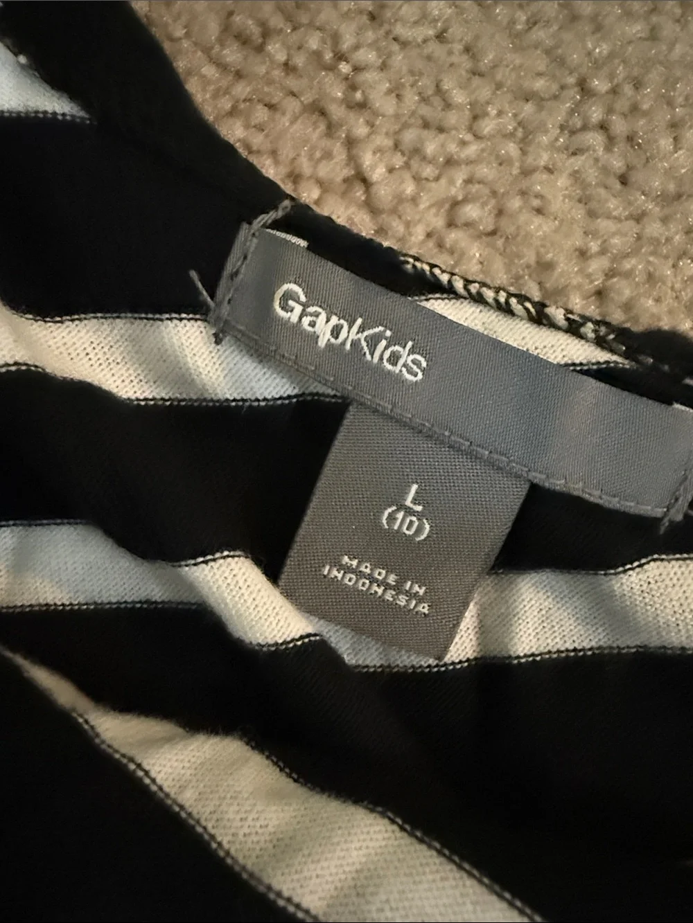 GAP Black and White One-Shoulder Ruffle Stripe Tank